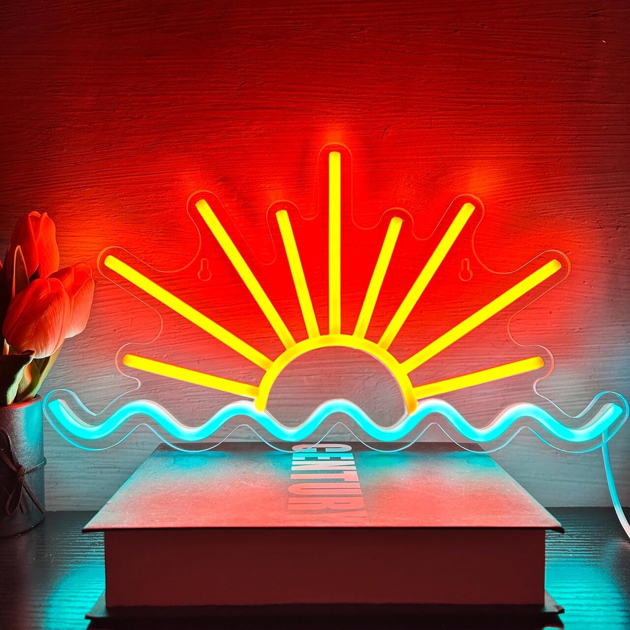 Summer Sunrise Sunset Neon Sign – Sun Wave LED Neon Light for Bedroom, Man Cave, Living Room, and Bar Decor, USB Powered with Dimmer for Beach & Coastal Ambiance